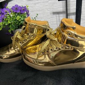 Light up Gold High-Top Athletic Shoes